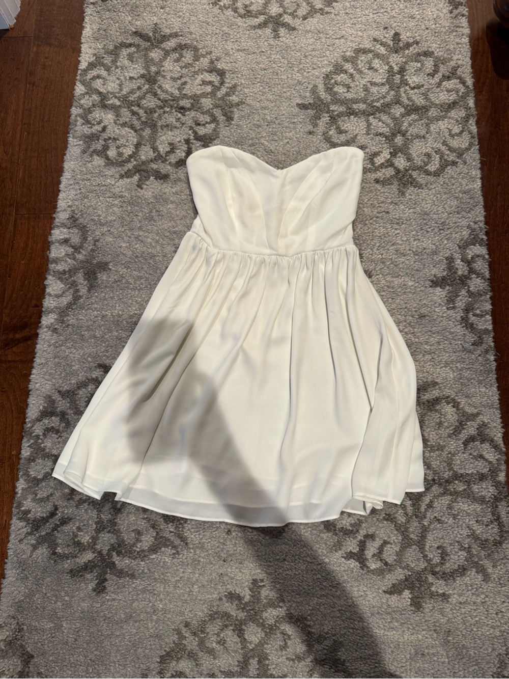 Aqua Strapless Cream Chiffon Cocktail Dress